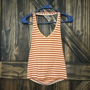 American Eagle Outfitters Red and White Sleeveless Relaxed Tank Top